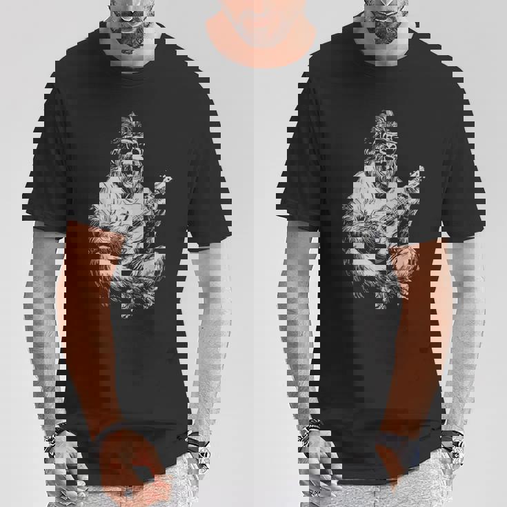 サングラス付きかわいいゴリラ ギタープレーヤー 面白いギタリスト Tシャツ 面白い贈り物