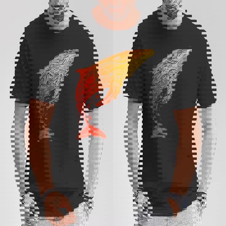 ザトウクジラ ネイティブ ハワイアン ハワイアン トライバル Tシャツ 面白い贈り物