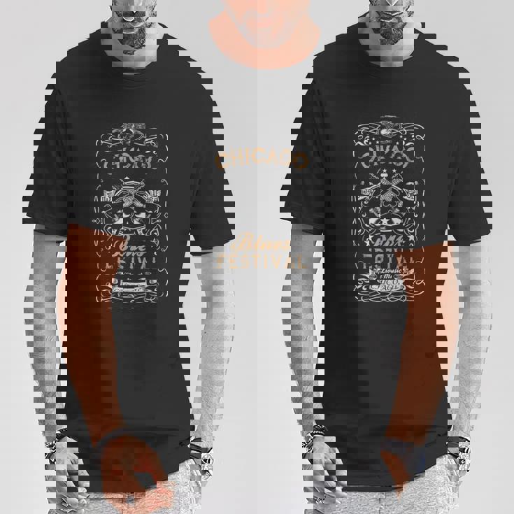 シカゴ・ブルース・フェスティバル・ブルース・ギターtシャツ Tシャツ 面白い贈り物