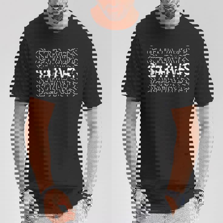 シーホークス 学校 スポーツチーム マスコット タウンゴーカレッジ アスリート Tシャツ 面白い贈り物