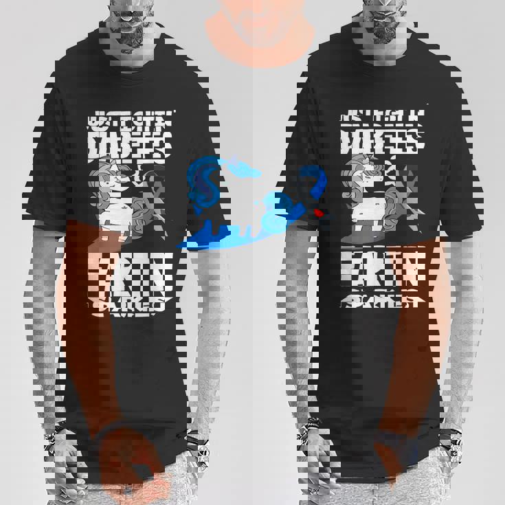 ジャスト・ファイティン・ダイアベティス＆ファーティン・スパークルズ 1型糖尿病 Tシャツ 面白い贈り物