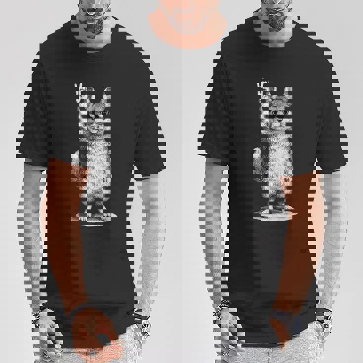 チンチラ ロックミュージック レトロ ヴィンテージ ペット愛好家 Tシャツ 面白い贈り物