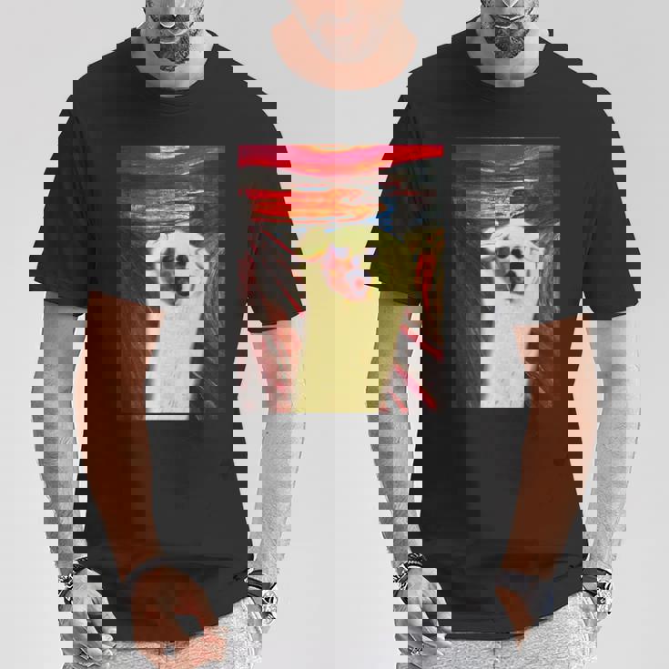 トイプードル 面白いtシャツ 犬 ムンクの叫び かわいい メンズ 子供 おもしろ 服 グッズ ネタ わんこ Tシャツ 面白い贈り物