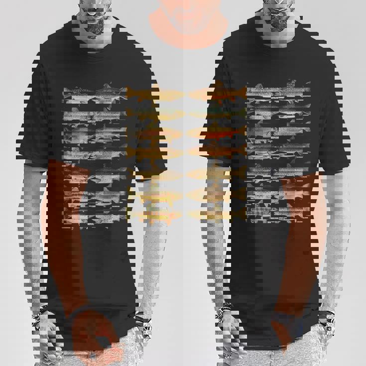 トラウト魚種種釣りギフト Tシャツ 面白い贈り物