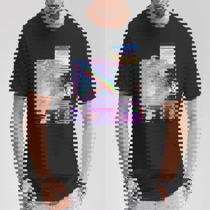 トリッピーサイバー美的ヴェイパーウェイヴインターネットクラシックアート Tシャツ 面白い贈り物