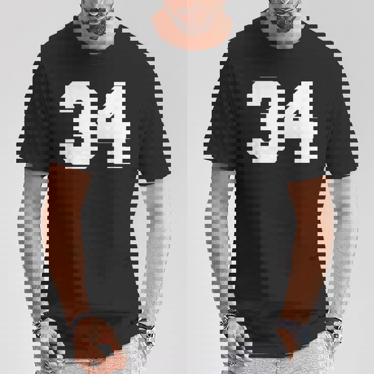 ナンバー34 スポーツジャージプレーヤー 34 ファン フロントプリント ヴァーシティ Tシャツ 面白い贈り物