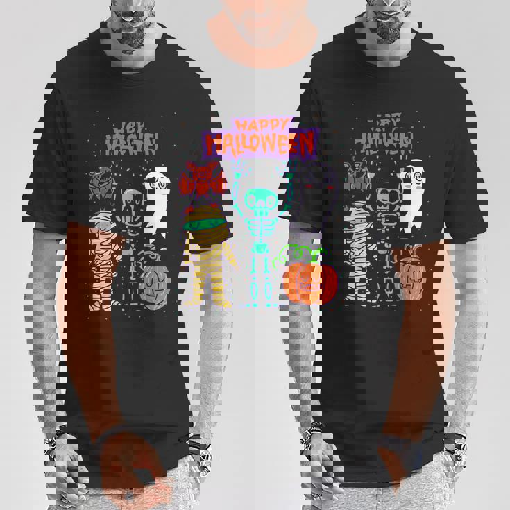 ハッピーハロウィン骨格かぼちゃかわいいゴーストキッズ男の子女の子 Tシャツ 面白い贈り物