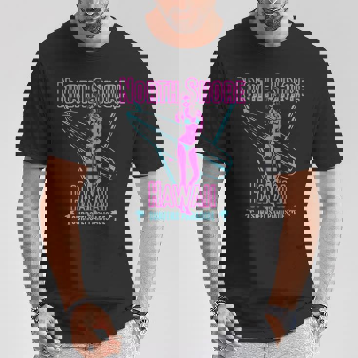 ハワイ サーファー ガール ノースショア 長袖tシャツ Tシャツ 面白い贈り物