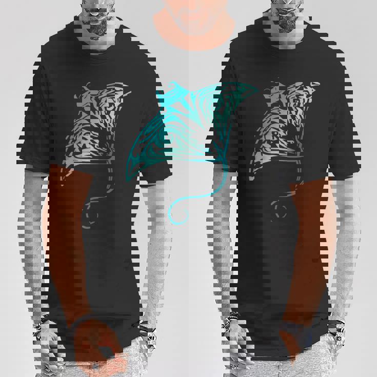 ハワイ トライバル マンタレイ ハワイアン シャツ サメの恋人 Tシャツ 面白い贈り物