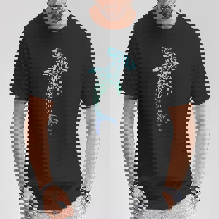 ハワイ ポリネシア トライバル シュモクザメ アロハステート Tシャツ 面白い贈り物