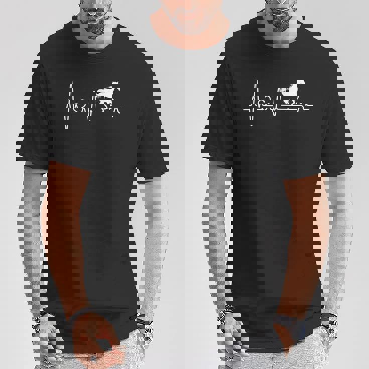 ハートビート、馬、馬好き、ライダー、贈り物、馬が大好き 長袖tシャツ Tシャツ 面白い贈り物