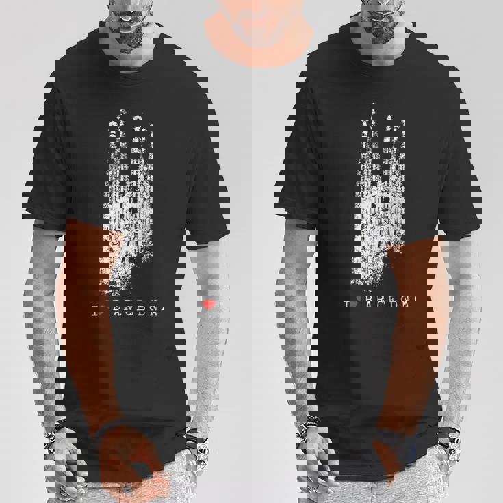 バルセロナ サグラダファミリア ヴィンテージ スパニッシュ I Love Barcelona Tシャツ 面白い贈り物