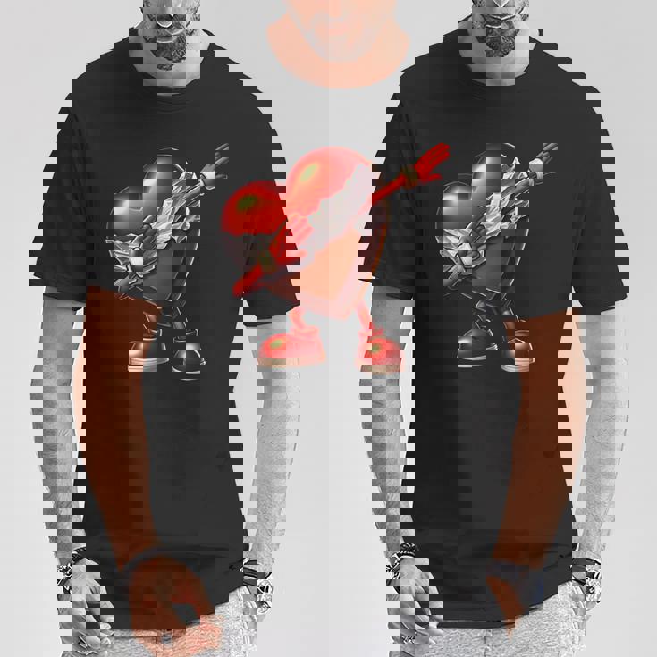 バレンタインデー チョコレート ハート ダビングデザイン Tシャツ 面白い贈り物