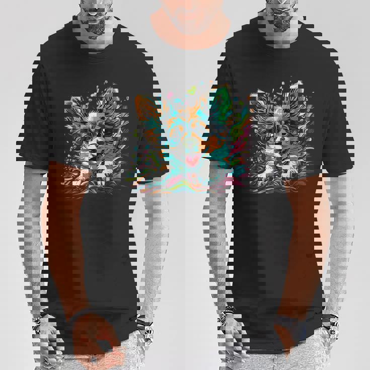 パピヨン犬の飼い主 パピヨン犬のアートワーク Tシャツ 面白い贈り物