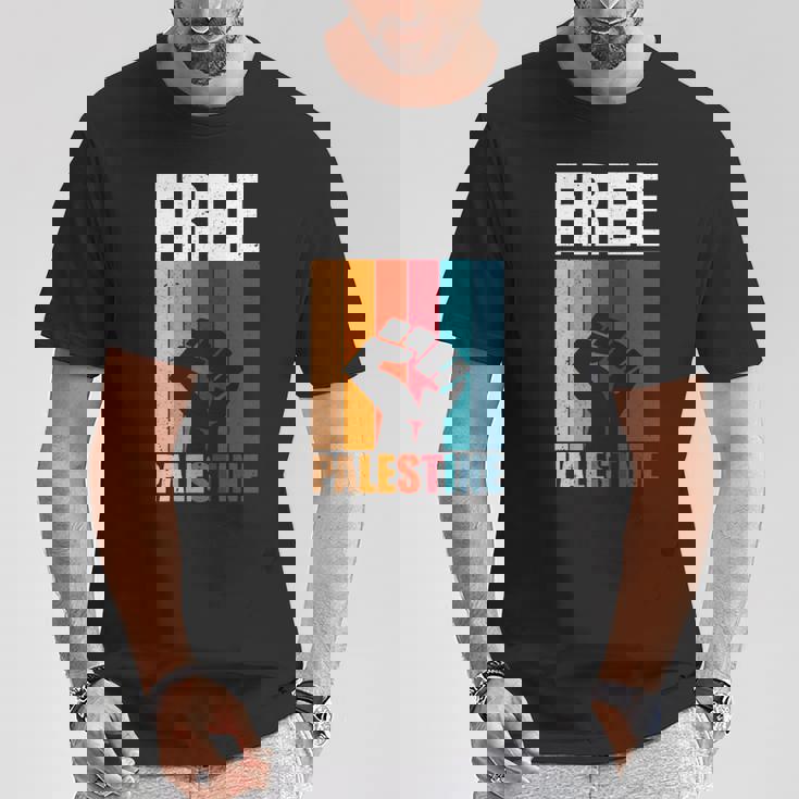 パレスチナ人のためのフリーパレスチナのレトロなビンテージデザイン 長袖tシャツ Tシャツ 面白い贈り物