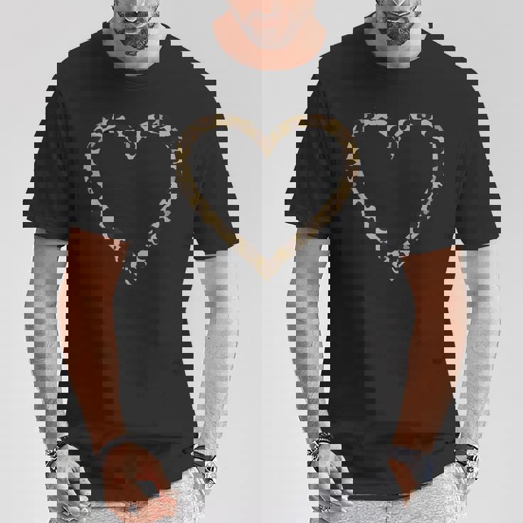 ヒョウ柄のハート Tシャツ 面白い贈り物