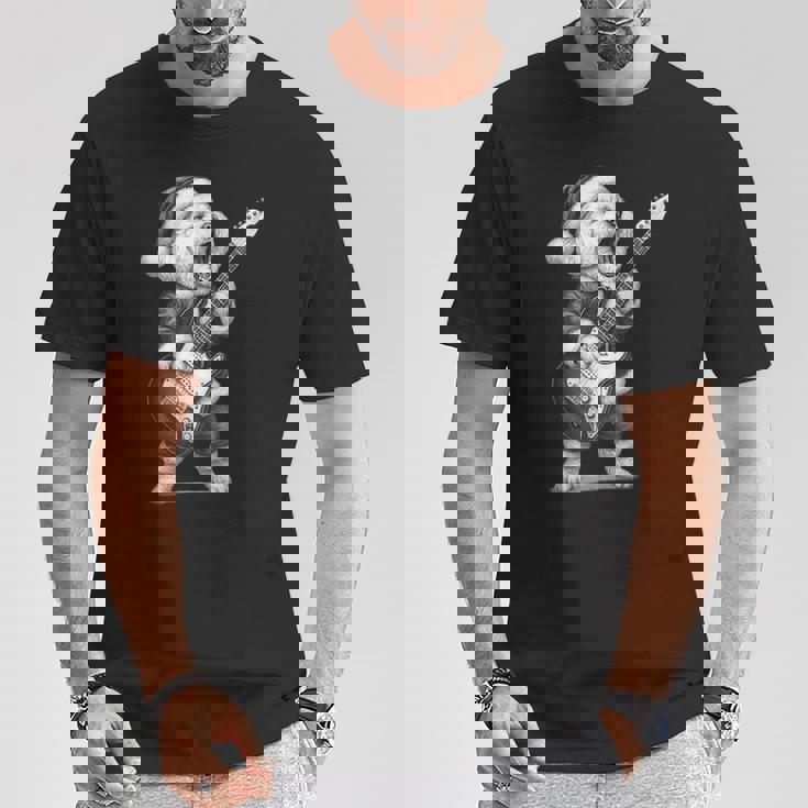 ビション・フリーゼ ギターを弾く クリスマス 犬好き Tシャツ 面白い贈り物