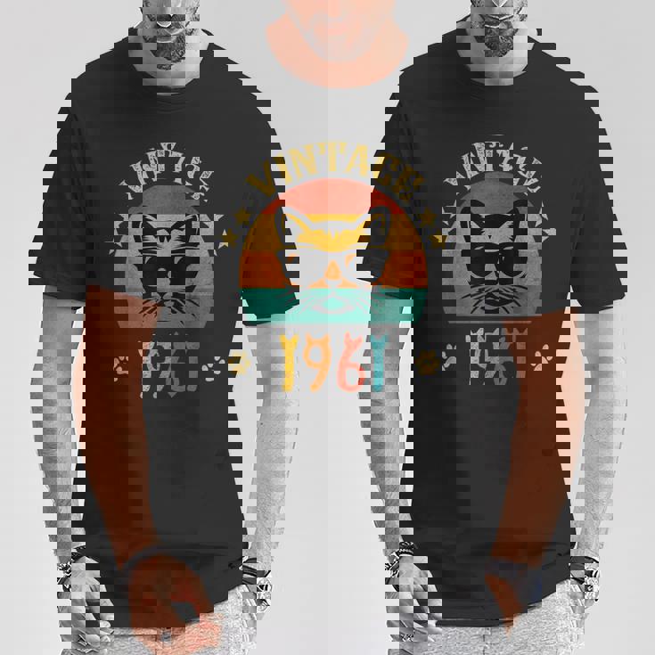 ビンテージファニーキャットシャツ 誕生日プレゼント 1961 メンズ レディース 65歳 Tシャツ 面白い贈り物