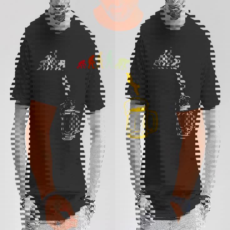 ビール 酒 面白いtシャツ 人類の進化 飲み おもしろ 飲み会 のんべえ メンズ ネタ 服 Tシャツ 面白い贈り物