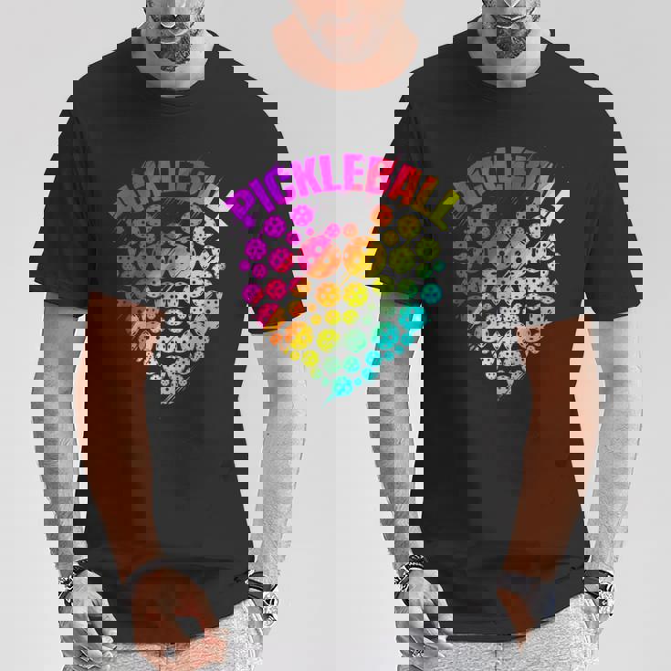 ピックルボール ハート カラフル ラブ ピックルボール Tシャツ 面白い贈り物