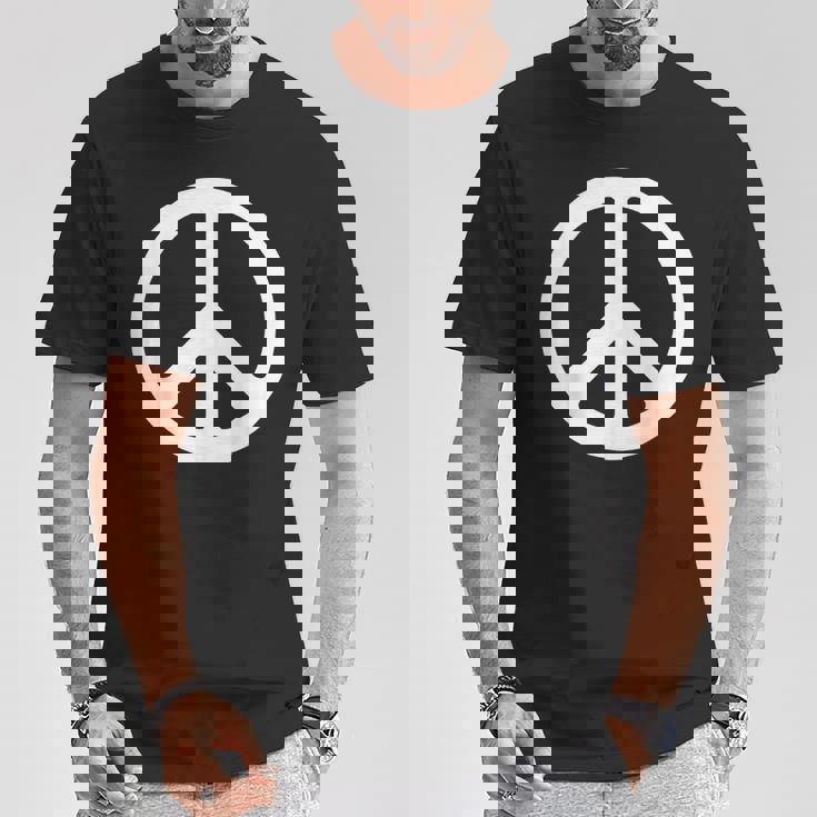 ホワイト ピースサイン Tシャツ 面白い贈り物