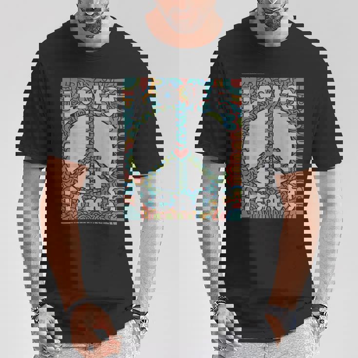 ピースサイン Love 60年代 70年代 タイダイ ヒッピー コスチュームシャツ Tシャツ 面白い贈り物