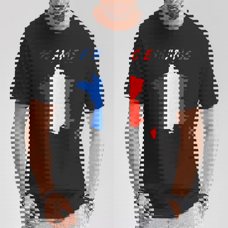 フランスの地図の中のフランス国旗tシャツ Tシャツ 面白い贈り物