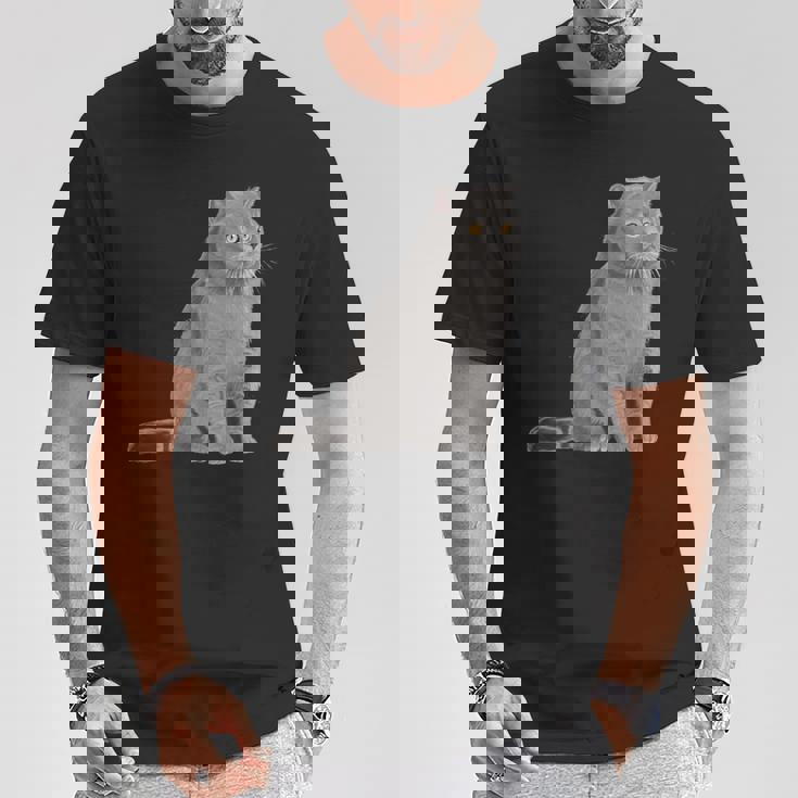 ブリティッシュショートヘアの猫 長袖tシャツ Tシャツ 面白い贈り物