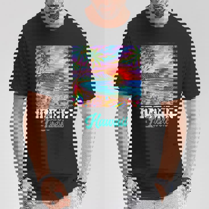 ホノルル ハワイ ハワイアン 波 ビーチ 夏 サーフィン レトロ Tシャツ 面白い贈り物