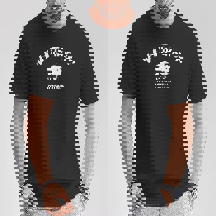 ホワイトフィッシュモンタナバッファロー-ビッグスカイカントリーバイソンアメリカ Tシャツ 面白い贈り物