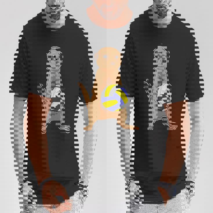 ミーアキャット バレーボール選手 バレーボール スポーツ Tシャツ 面白い贈り物