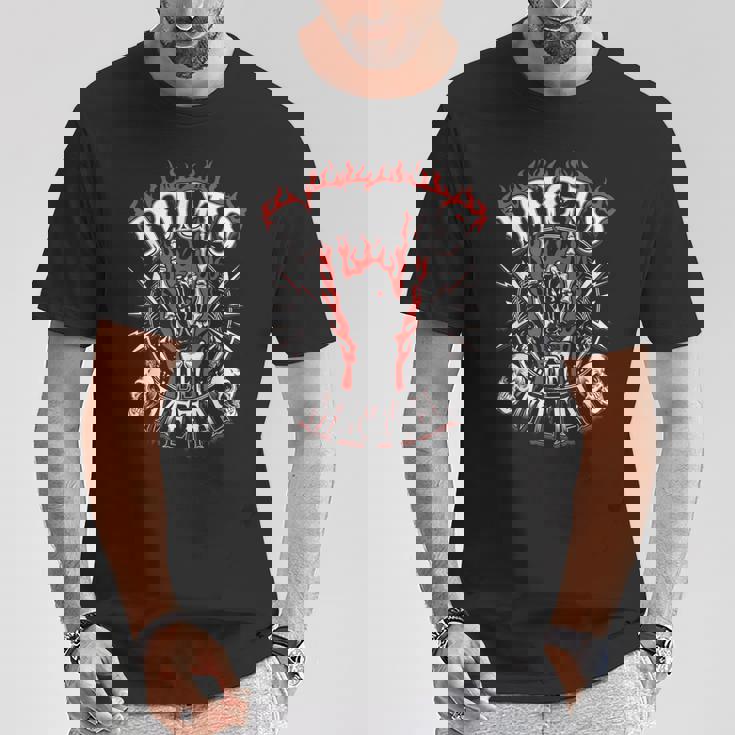 メタルフィンガーギフト ヘビーウルトラハードロック 嘔吐 ユーモア Tシャツ 面白い贈り物