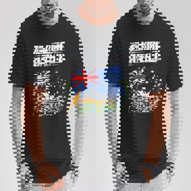 メルボルン オーストラリア お土産 オーストラリア国旗 カンガルーコアラ Tシャツ 面白い贈り物