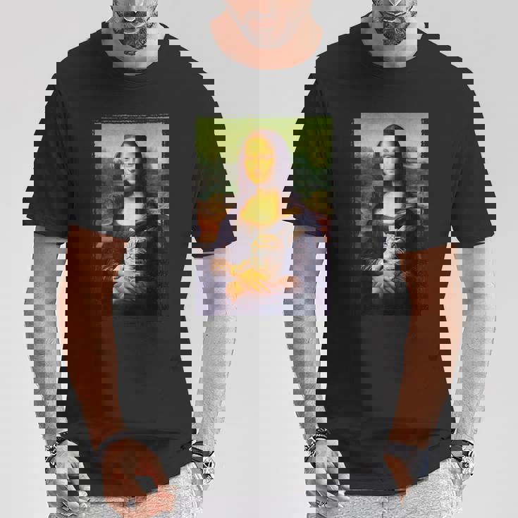 モナリザ と 猫 美術 教師 絵画 と 猫 恋人 Tシャツ 面白い贈り物