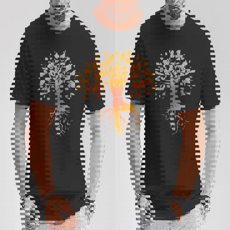 ヨガツリー 女性 男性 瞑想 Tシャツ 面白い贈り物