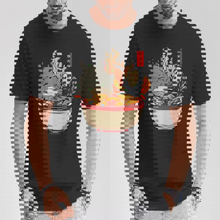 ラーメンプールパーティー かわいい日本アニメヌードルフード Tシャツ 面白い贈り物