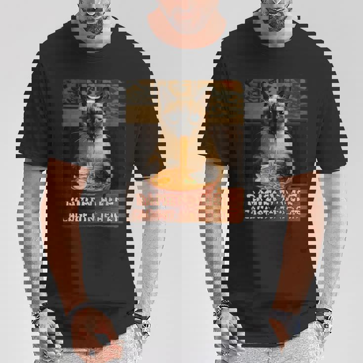 ラーメン猫 シャム猫 ラーメンを食べるラーメン泥棒 グランジ Tシャツ 面白い贈り物