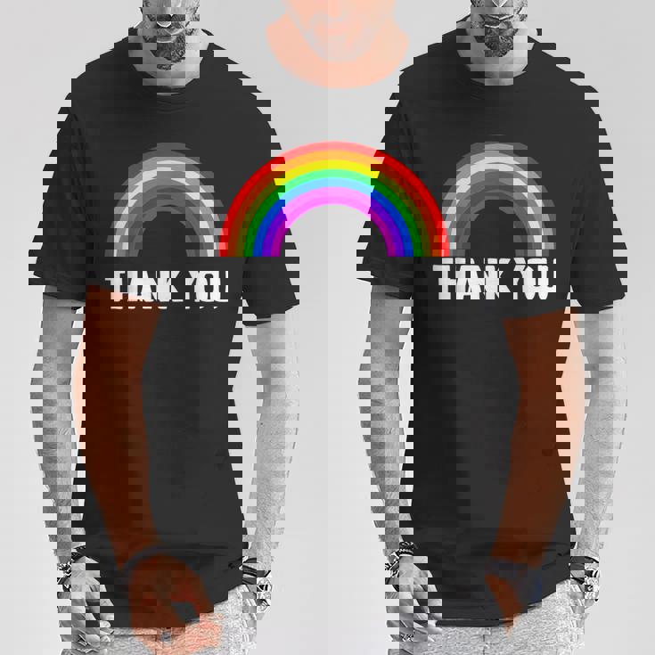 レインボー Thank You Tシャツ 面白い贈り物