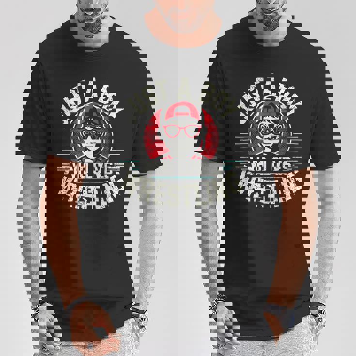 レスリングが大好きな少年 少年&キッズ レスラー Tシャツ 面白い贈り物