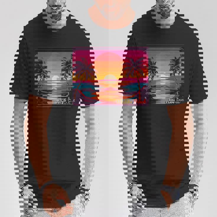 レトロ サンセット マリブビーチ Tシャツ 面白い贈り物