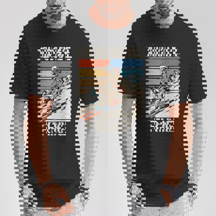 レトロ スキー クールシュベル フランス フランス スキー リゾート 楽しい Tシャツ 面白い贈り物