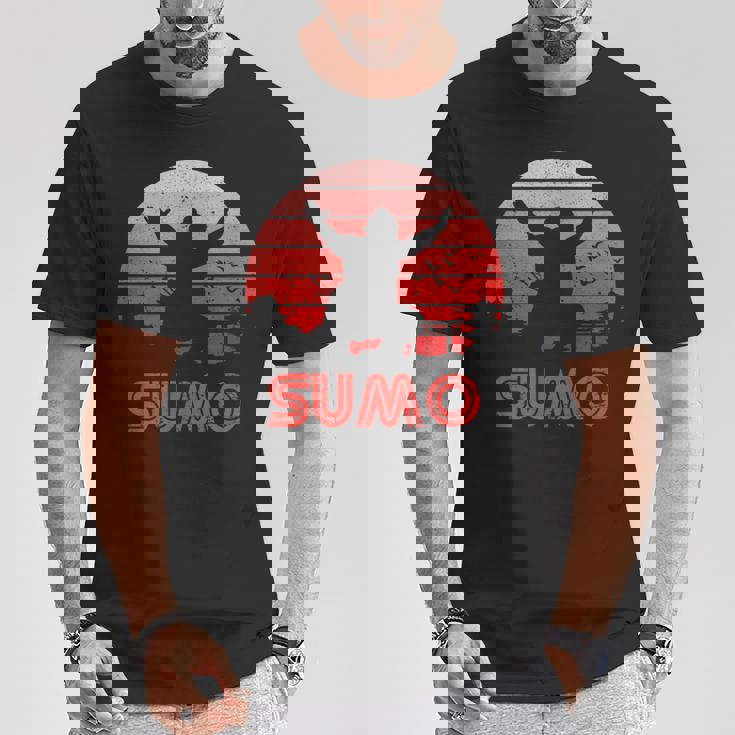 レトロサンセット相撲 Tシャツ 面白い贈り物