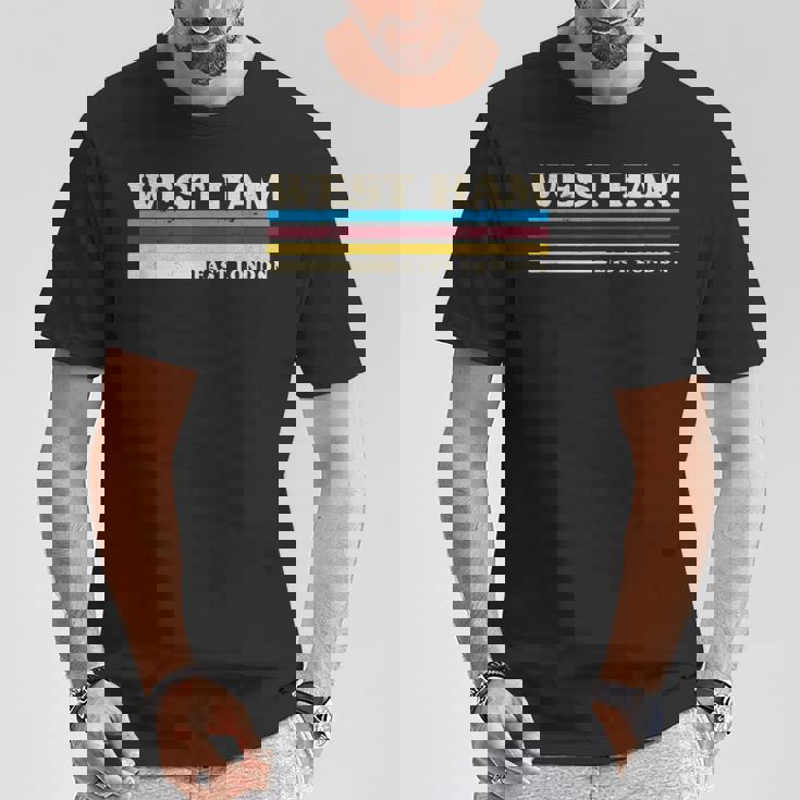 レトロストライプ ウエストハム Tシャツ 面白い贈り物