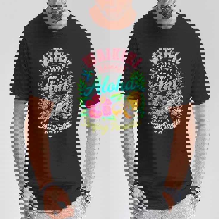 ワイキキ ハワイ アロハ サーフィン パラダイス ハイビスカス パイナップル Tシャツ 面白い贈り物