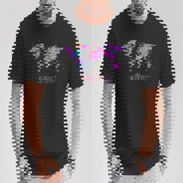 ワンダーラストの世界地図 Tシャツ 面白い贈り物