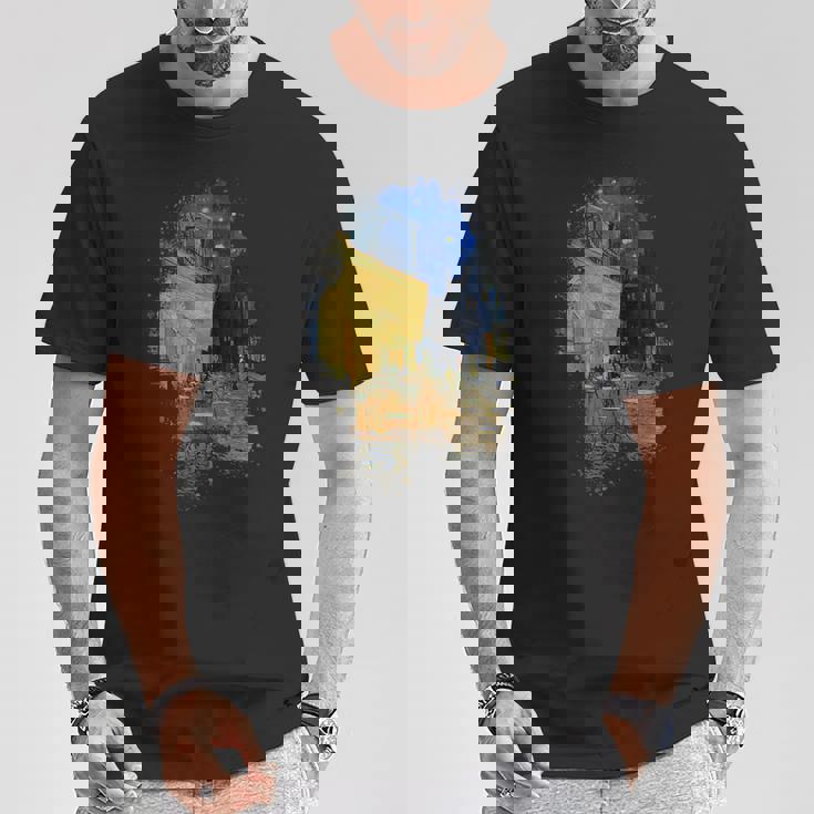 ヴィンセント・ヴァン・ゴッホ作 夜のカフェテラス Tシャツ 面白い贈り物