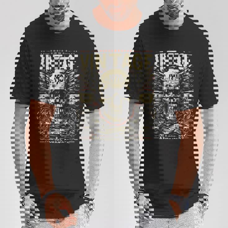ヴィンテージ 1970 1970年誕生 誕生日 スカル バイカー バイク Tシャツ 面白い贈り物
