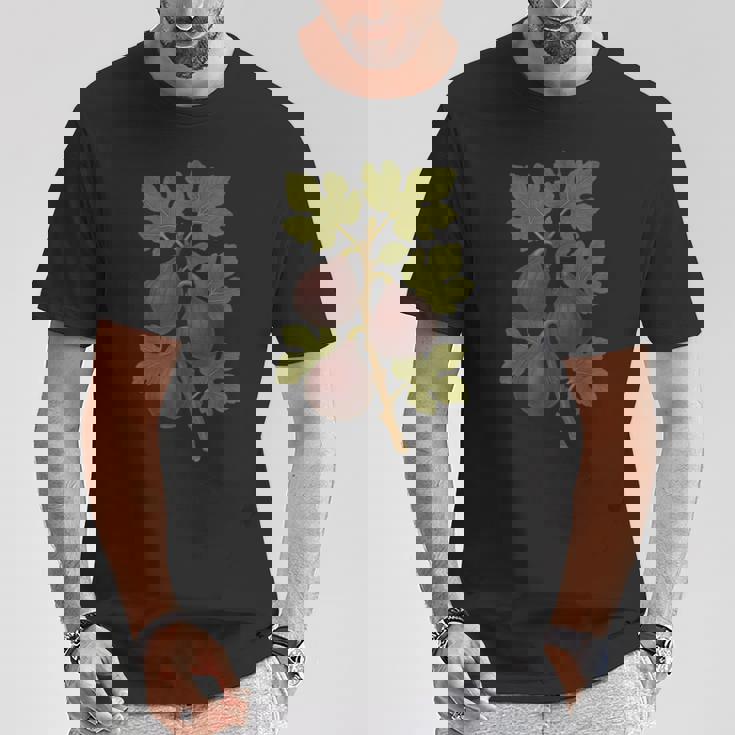 ヴィンテージ ボタニカル イチジク 自然 フルーツ アートプリント Tシャツ 面白い贈り物