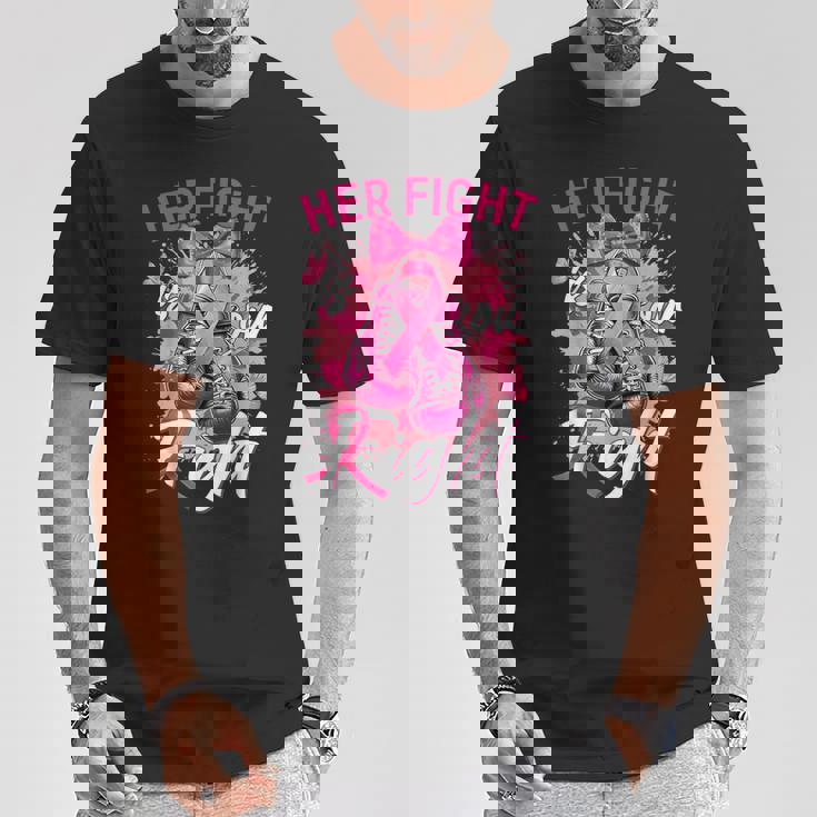 乳がん Her Fight Is Our Fight 乳がんグローブ Tシャツ 面白い贈り物