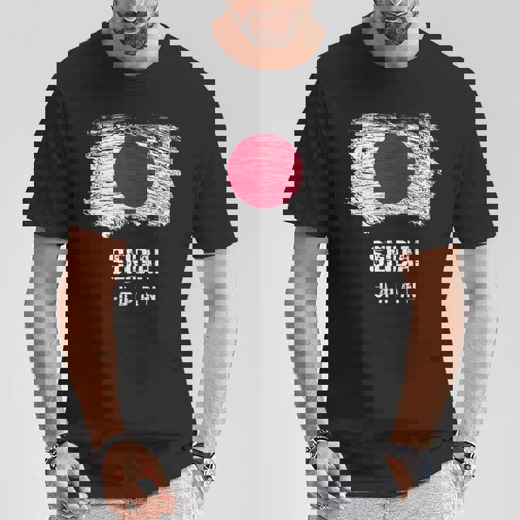 仙台ジャパン 休暇お土産 日本国旗 アンティーク調 Tシャツ 面白い贈り物